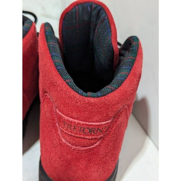 Tretorn Women's Red Suede Lace-Up Almond Toe Ankle Boots Size 8 - Picture 8 of 9